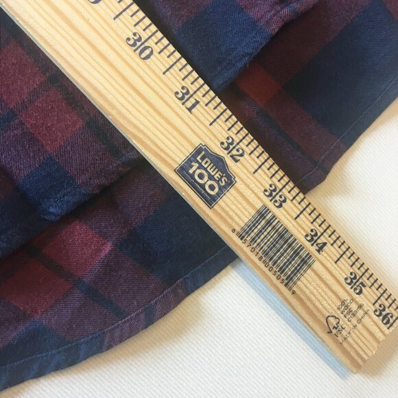 Ralph Lauren Big Shirt Button Down Mens XL Burgundy Navy Tartan Plaid Navy Pony - Picture 6 of 7